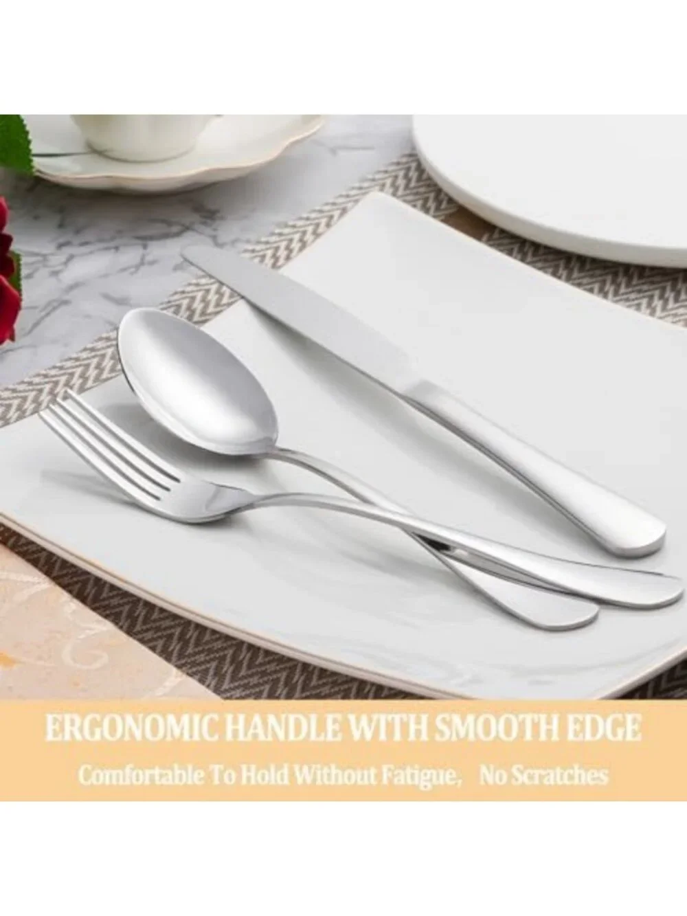 50-Piece Premium Stainless Steel Silverware Set for 10, Mirror Polished, Durable